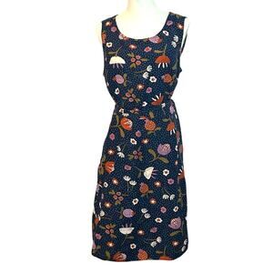 Princess Highway Blue Floral Linen Blend Midi Dress Size 14 Whimsygoth Twee Boho